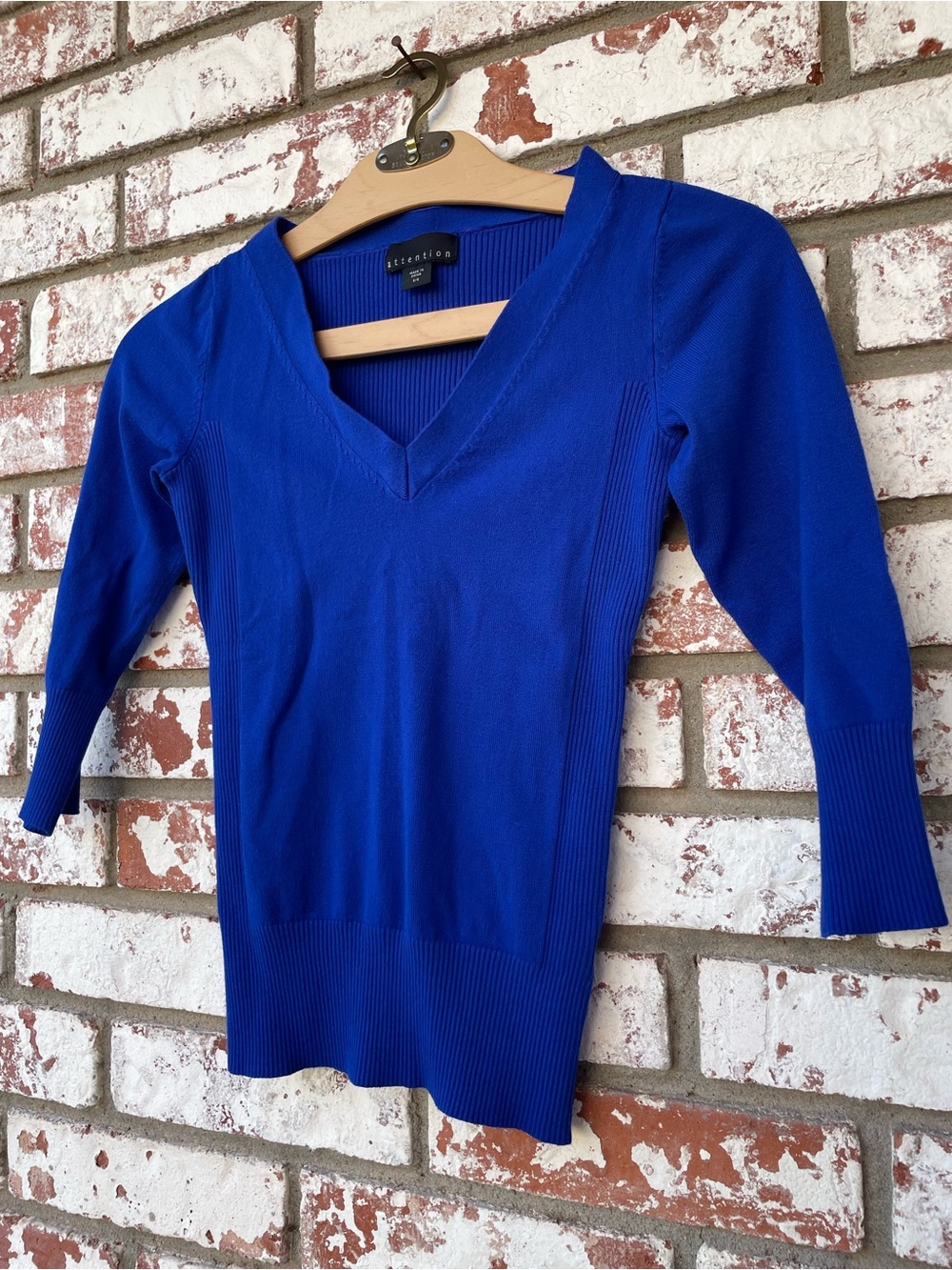 ♦️5/$15♦️Attention | Cobalt Blue V-Neck Sweater Blouse